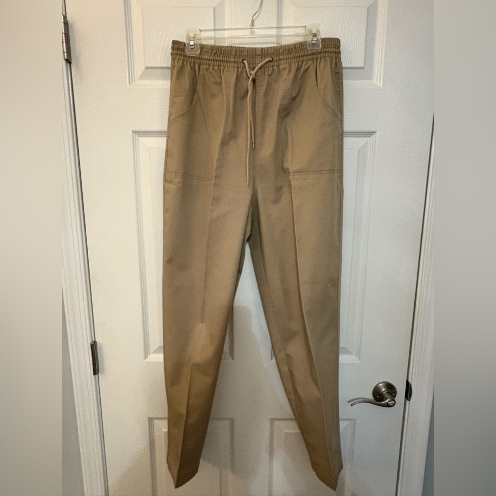 Tan Pants size 10 average elastic tie waist